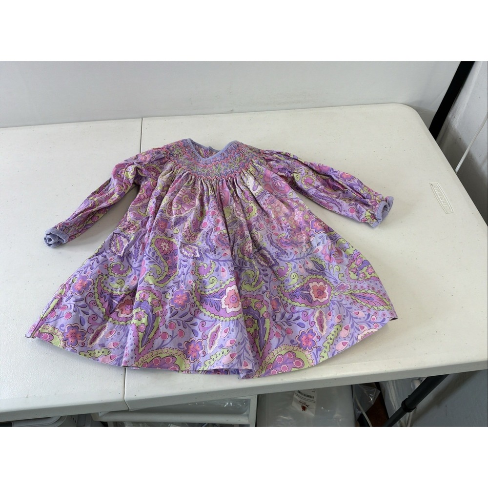 Petit Ami Paisley Pink Cotton Floral Smocking Pink  Smocking Embroidery 18 month